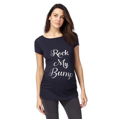 Red Herring Maternity Navy 'Rock my bump' slogan print top